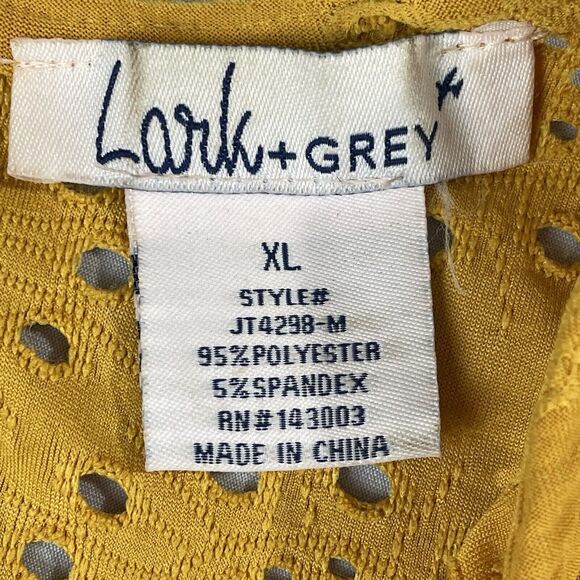 Lark and Grey Eyelet Blouse/Top Women's XL Yellow Cottage Fairy Modern Boho - Picture 6 of 13